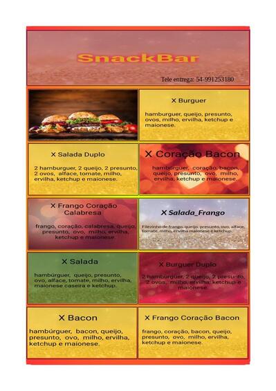 Olhe as informações sobre o Snack Bar Lanches