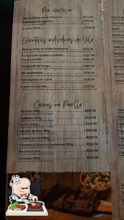 Pratos de carne são oferecidos no A Vila Cozinha e Bar - Riacho Fundo II