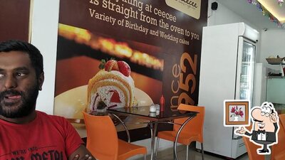 Take a seat at one of the tables at Cee Cee Bakery