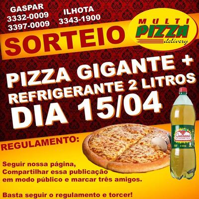 A publicidade apresenta informações sobre o MultiPizza Gaspar Gaspar SC