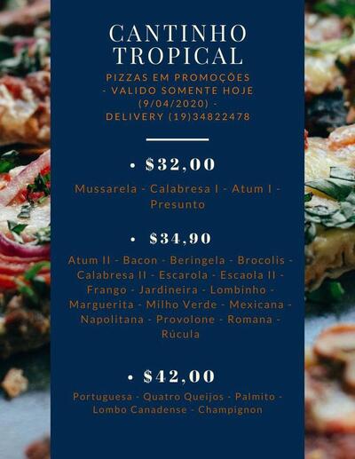 Veja as informações sobre o Restaurante E Pizzaria Cantinho Tropical Ofic
