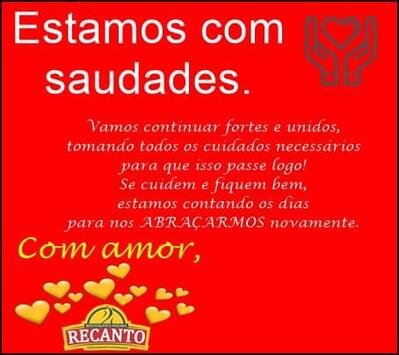 A publicidade mostra informações sobre o Restaurante e Pizzaria Recanto