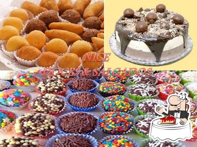 Nice Doces & Salgados serve uma escolha de sobremesas