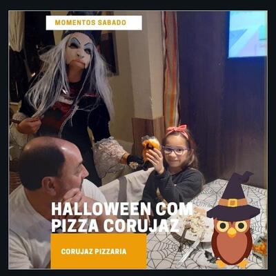 A publicidade mostra informações sobre o Corujaz Pizzaria