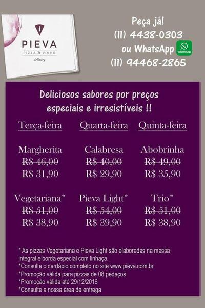 Aqui está a publicidade do Pieva Pizza e Vinho