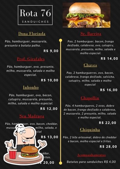 Rota 76 serve uma infinidade de opções para os amantes dos hambúrgueres