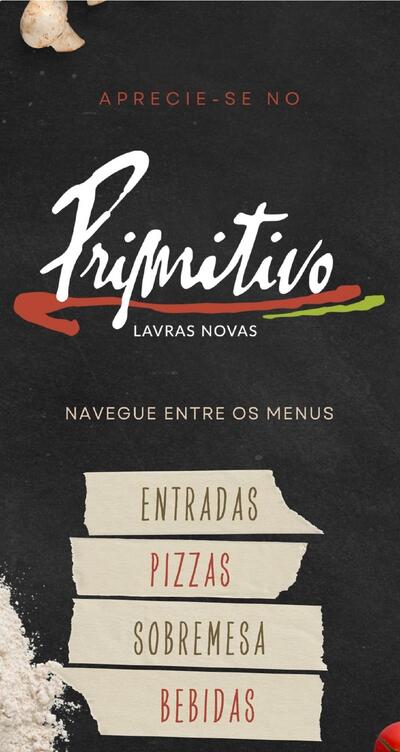 A publicidade apresenta informações sobre o Primitivo Pizzaria