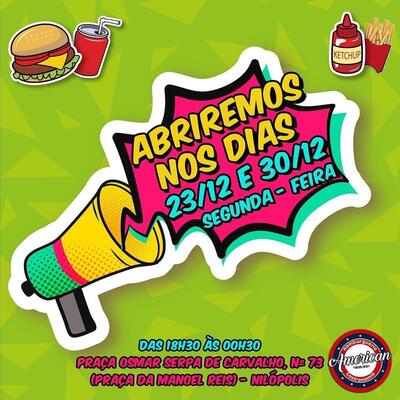 Aqui está a publicidade do American Gastronomia Nilópolis Nilópolis RJ