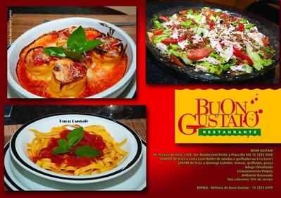 A publicidade apresenta informações sobre o BUON GUSTAIO RESTAURANTE SOROCABA Sorocaba SP