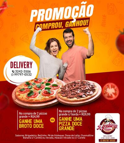Aqui está a publicidade do A Senhora Pizza Monte Alto