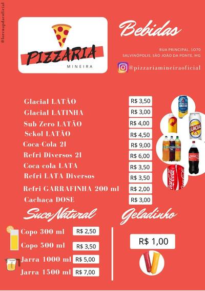A publicidade mostra informações sobre o Pizzaria Mineira