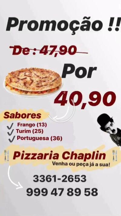 Aqui está a publicidade do Pizza e Grill - Chaplin