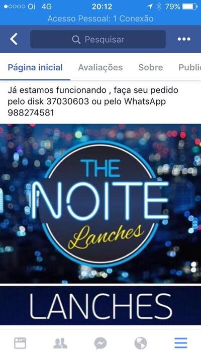 Aqui está a publicidade do The Noite Lanches