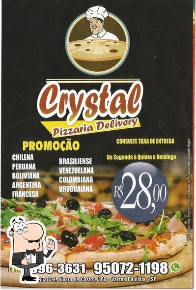 Aqui está a publicidade do Pizzaria Crystal Delivery