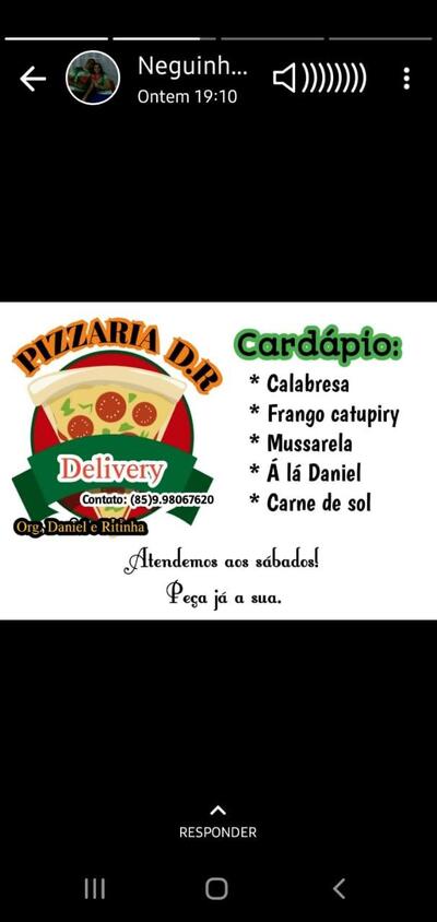 A representação visual da marca do DR pizzaria DANIEL E RITINHA