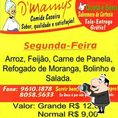 A publicidade apresenta informações sobre o D' Mamys Comida Caseira