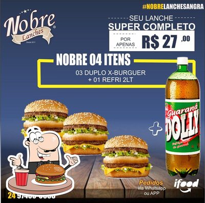 Delicie-se com um hambúrguer no Nobre Lanches e Restaurante
