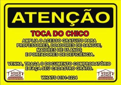 Leia as informações sobre o Toca do Chico