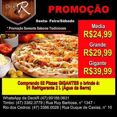 A publicidade mostra informações sobre o Deck Pizza