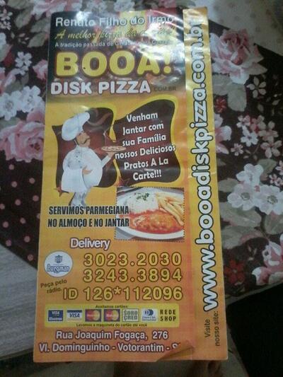 Aqui está a publicidade do Booa Pizza