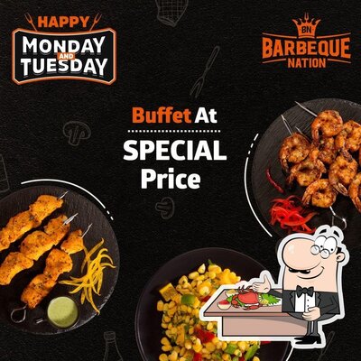 Order different seafood items available at Barbeque Nation