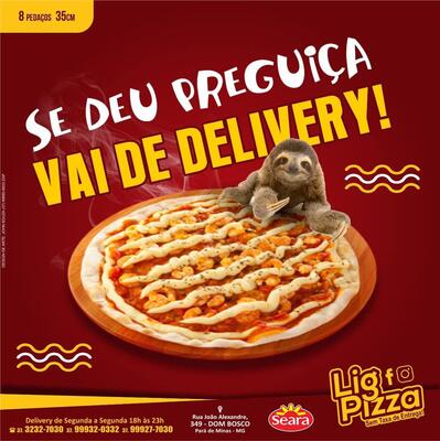 A publicidade apresenta informações sobre o Lig Pizza