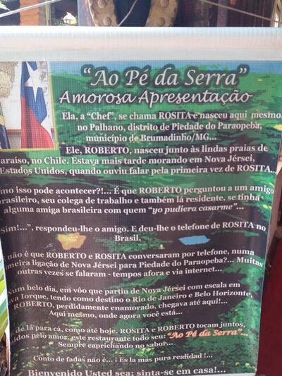 A publicidade mostra informações sobre o Restaurante Ao Pé da Serra