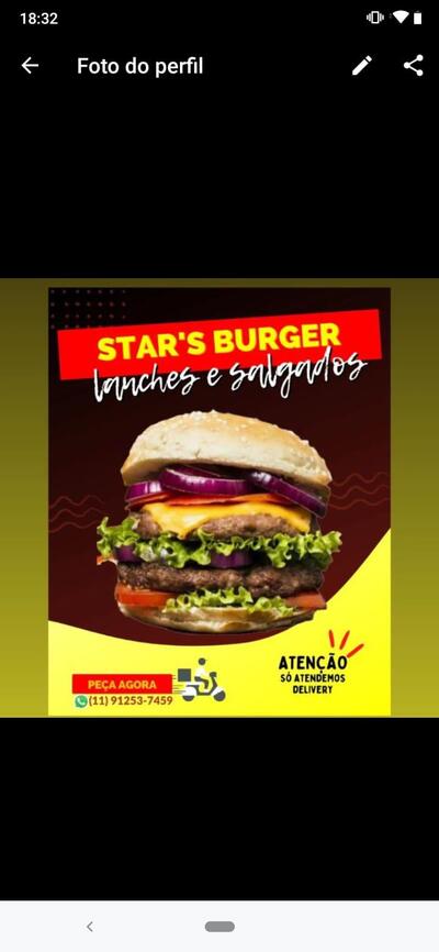 A publicidade mostra informações sobre o Star's Burger