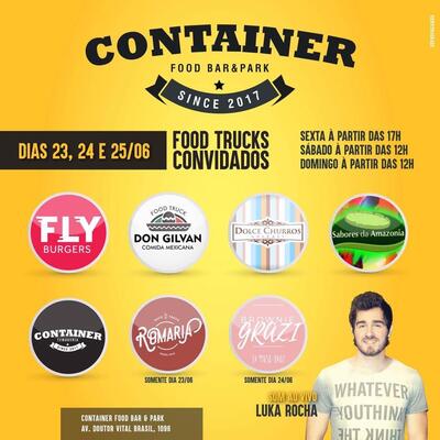 A publicidade apresenta informações sobre o Container Hamburgueria