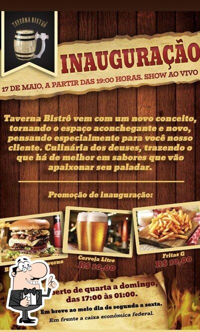 A publicidade mostra informações sobre o Taverna Bistrô