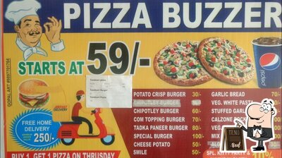The advertisement shows information about Pizza buzzer
