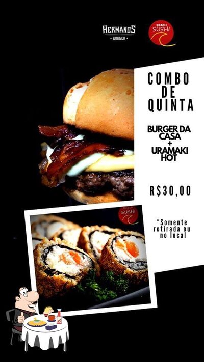 Beach Sushi oferece uma gama de opções para os amantes dos hambúrgueres