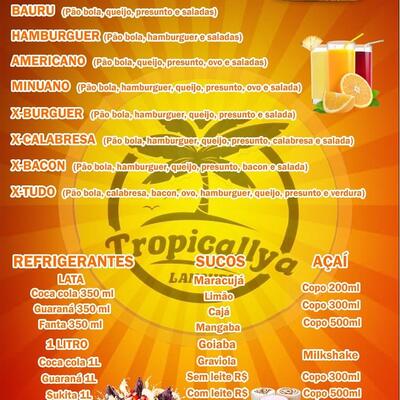 Aqui está a publicidade do Tropicallya lanches