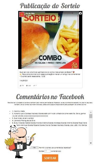 Peça batatas fritas no Xis do Cléo