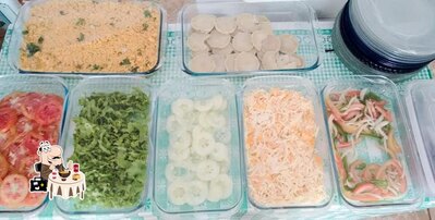 Comida em Pizzaria em família