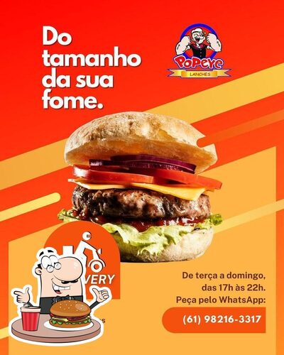 Experimente um hambúrguer no Popeye Lanches