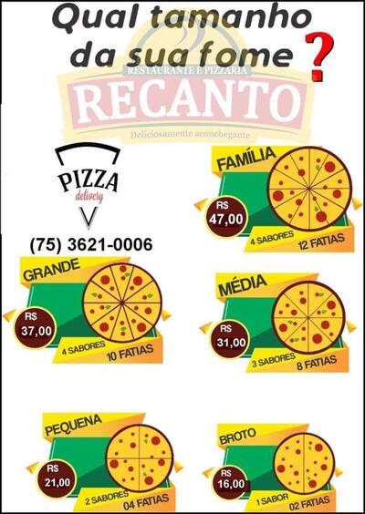 Olhe as informações sobre o Restaurante e Pizzaria Recanto