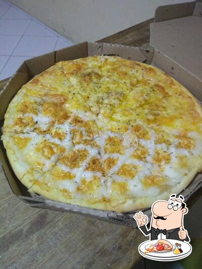 Escolha pizza no R G pizzaria e galetos
