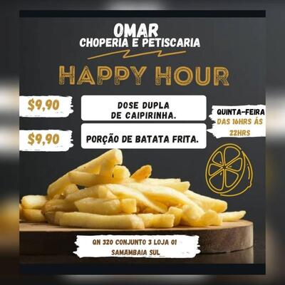 A publicidade apresenta informações sobre o Omar Cozinha e Bar