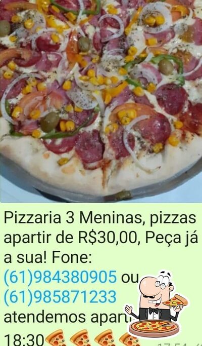 Escolha pizza no Pizzaria 3 Meninas