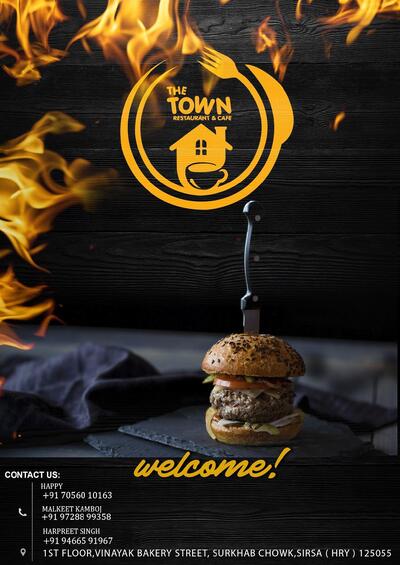 The advertisement shows information about The Town Cafe