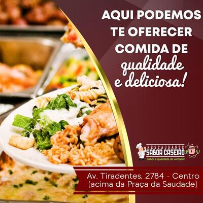 A publicidade apresenta informações sobre o Restaurante Sabor Caseiro