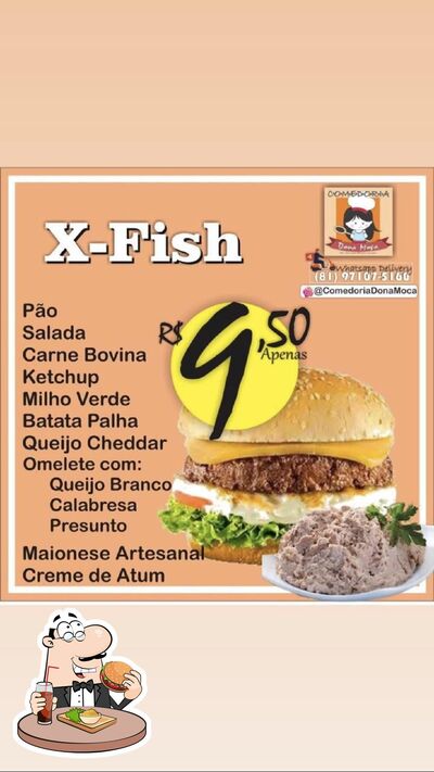 Experimente um hambúrguer no Comedoria Dona Moça