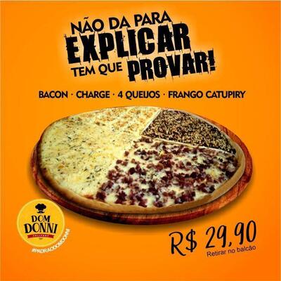 Aqui está a publicidade do Dom Donni Pizzaria Toledo PR