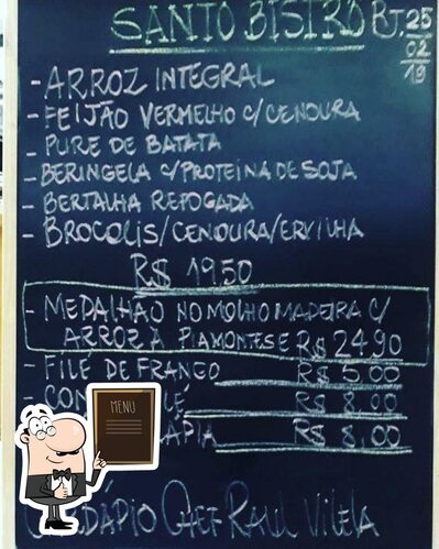 O Santo Bistrô apresenta um menu de quadro negro