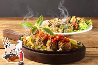 Meat meals are served at K K Restaurant
