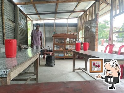 Take a seat at one of the tables at Chandan's Store