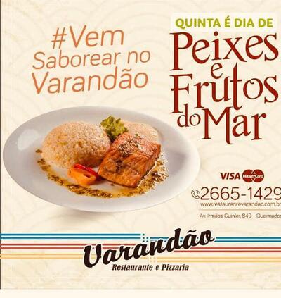 A publicidade apresenta informações sobre o Varandão Restaurante e Pizzaria