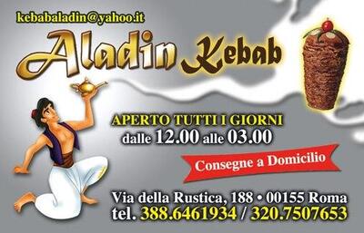 L'annonce publicitaire montre les informations sur Aladin kebab Rome
