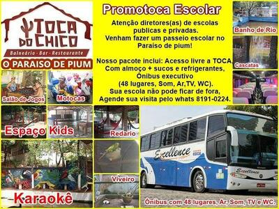 A publicidade apresenta informações sobre o Toca do Chico